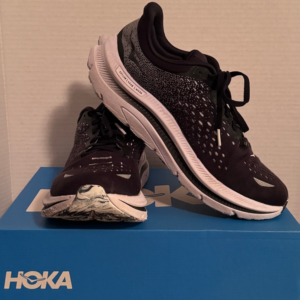 Hoka One One Women's Black and White Running Sneakers
